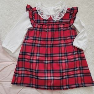H&M Holiday Shimmer Plaid Dress and Lace Bodysuit | 6-9M